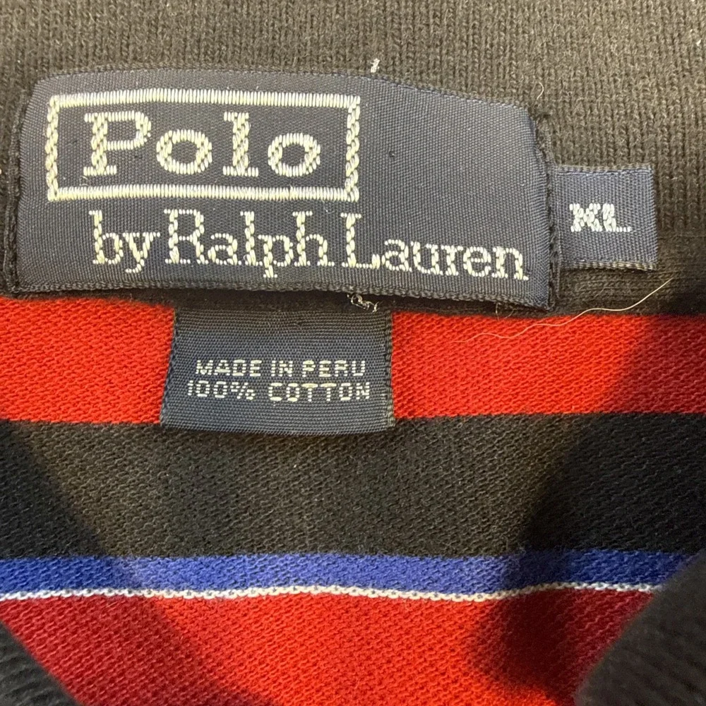 Polo Ralph Lauren Shirt Mens XL Rugby Long Sleeve Polo Black Red Pony